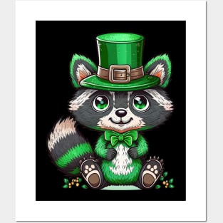 Raccoon Leprechaun Funny Raccoon Lover Shamrock St Patrick's Day Posters and Art